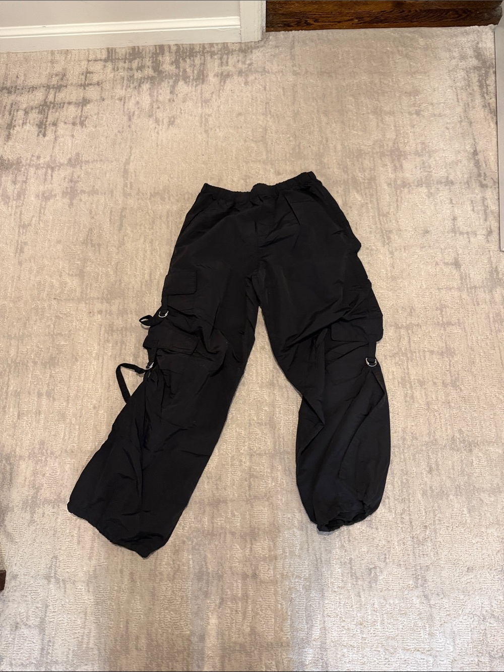Zara Black Cargo Track Joggers
